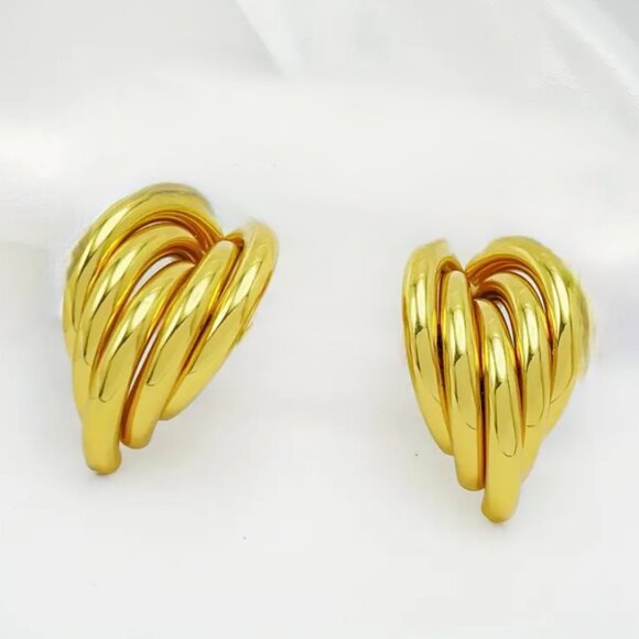 14K Gold Womens Wavy Twisted Gold Earrings Ladies Rippled 14 K Silver Jewelry